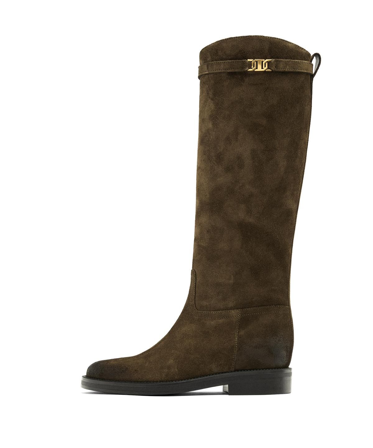 마시모두띠(MASSIMO DUTTI) 오일드 스플릿 스웨이드 라이딩 부츠