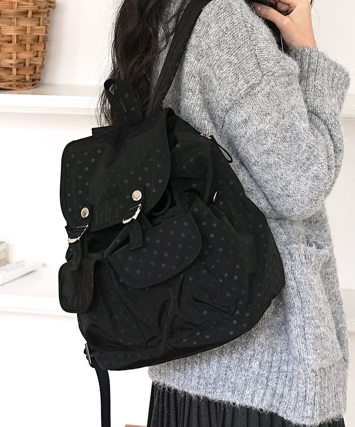 아브르(ABBR) Snap Mini Backpack_Black dot