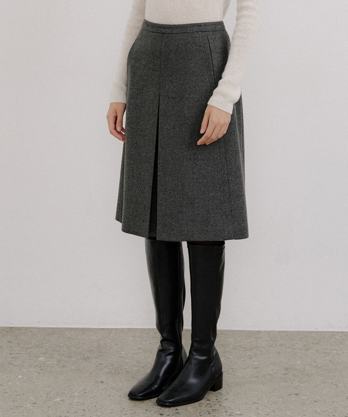 오떼뜨(OCTETTE) VERY WOOL TWILL MIDI SKIRTS_2COLOR