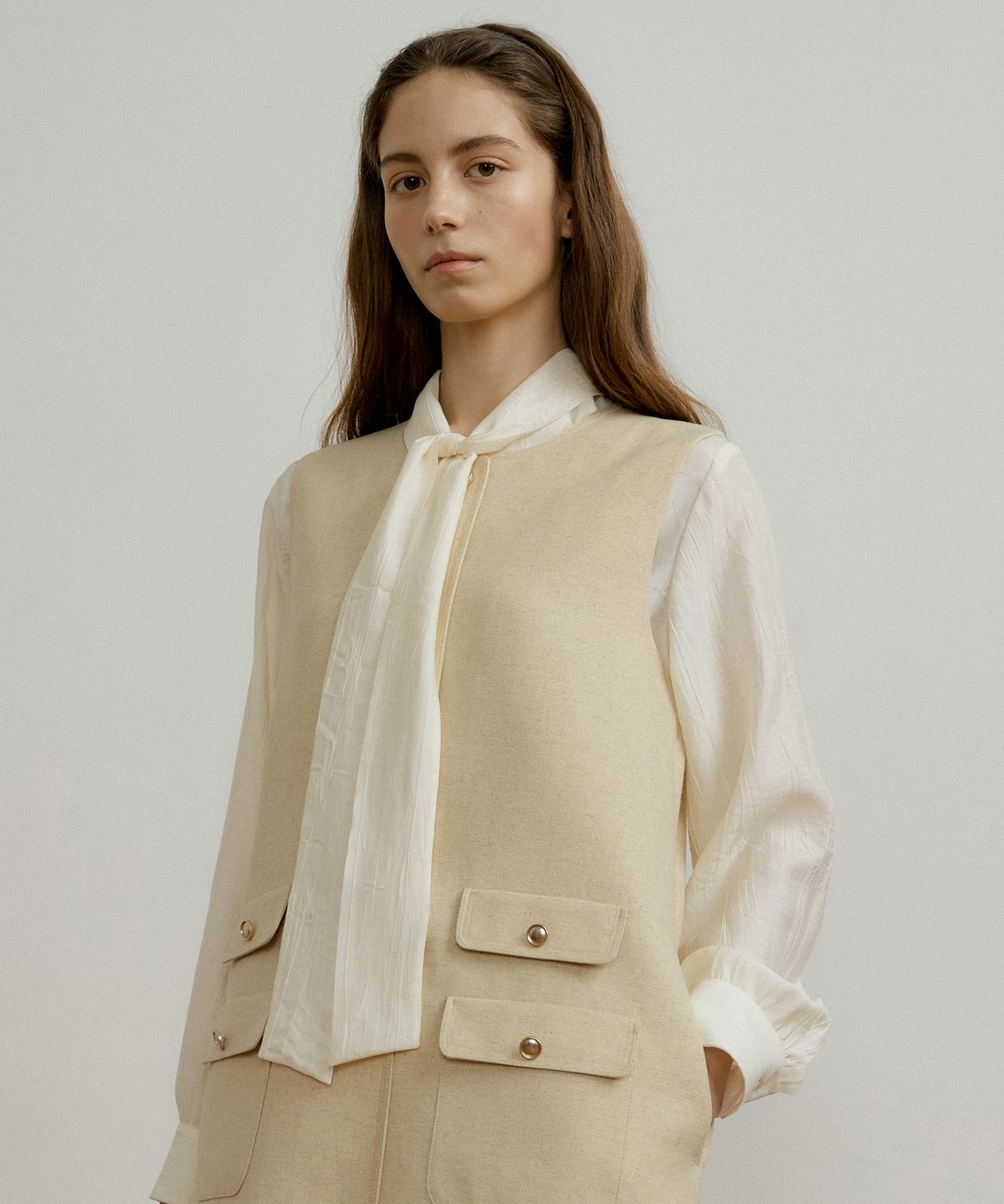 오떼뜨(OCTETTE) CROFFLE TIE BLOUSE_WIRNKLE VER_2COLOR