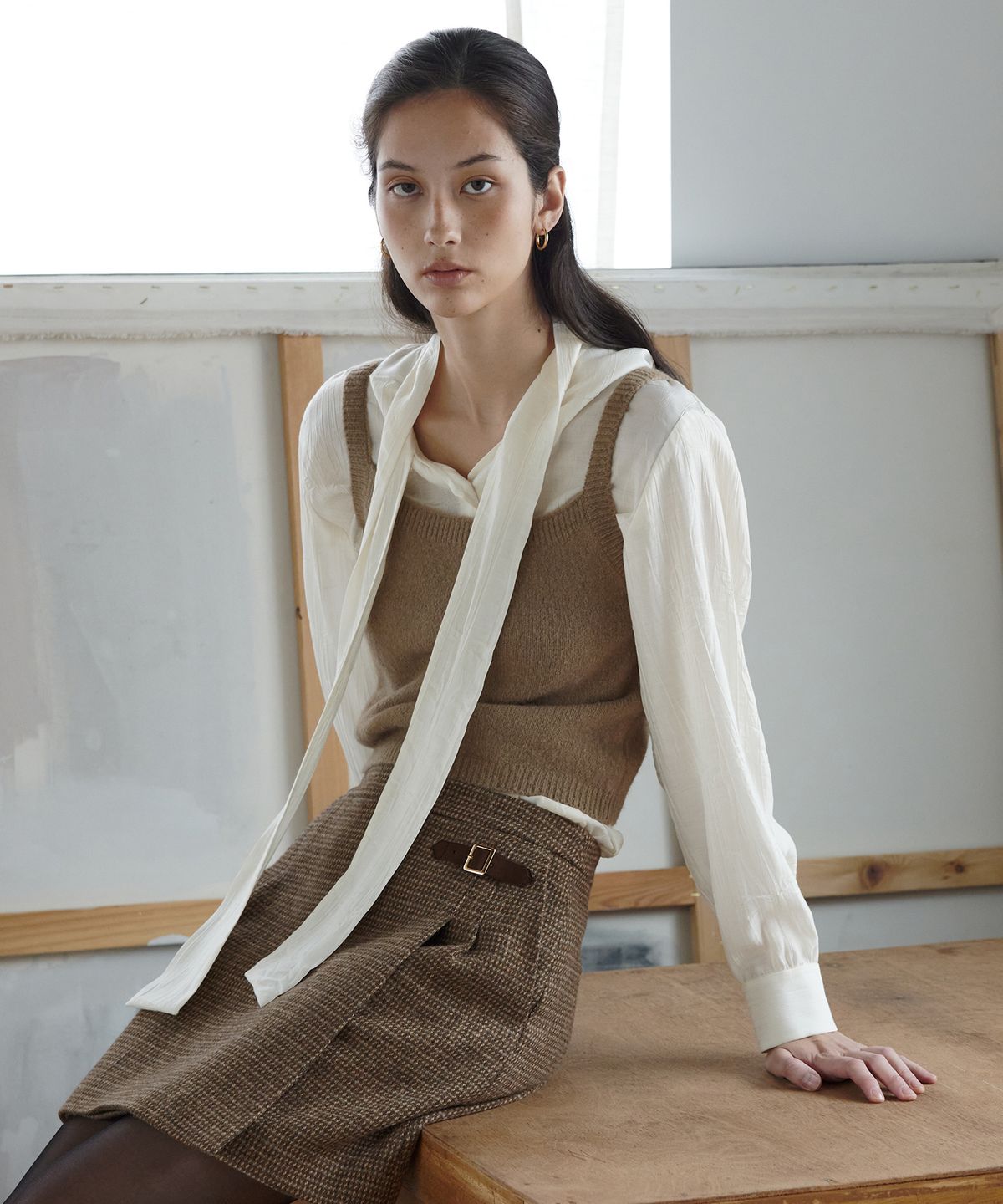 오떼뜨(OCTETTE) CROFFLE TIE BLOUSE_WIRNKLE VER_2COLOR