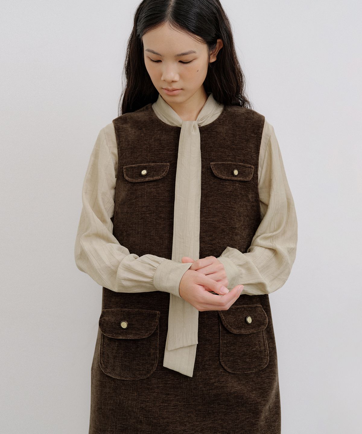 오떼뜨(OCTETTE) CROFFLE TIE BLOUSE_WIRNKLE VER_2COLOR