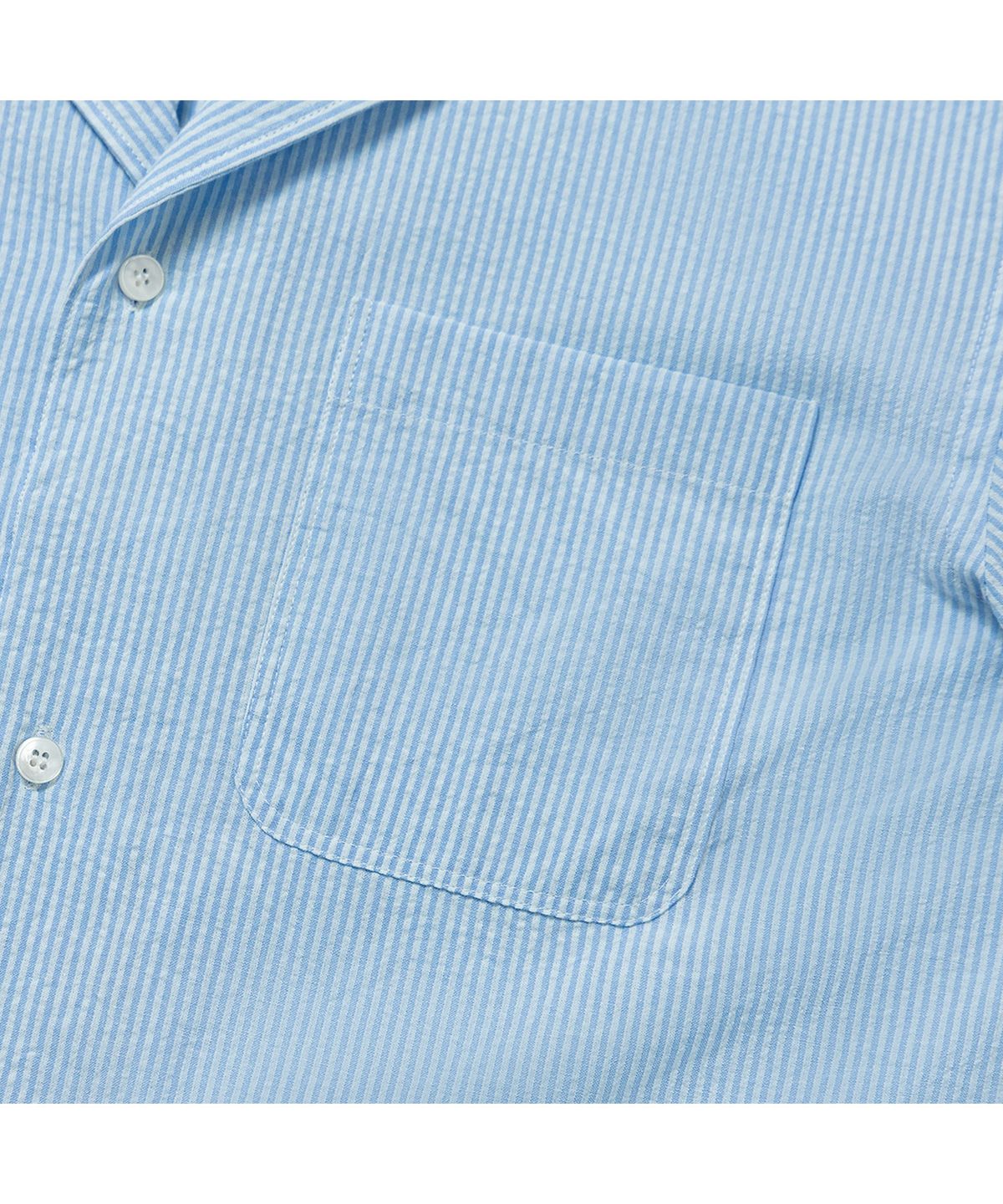 프로드셔츠(PRODESHIRT) [컴포트] 쿠반 오픈카라 카프리 캠프 셔츠 (블루 스트라이프)