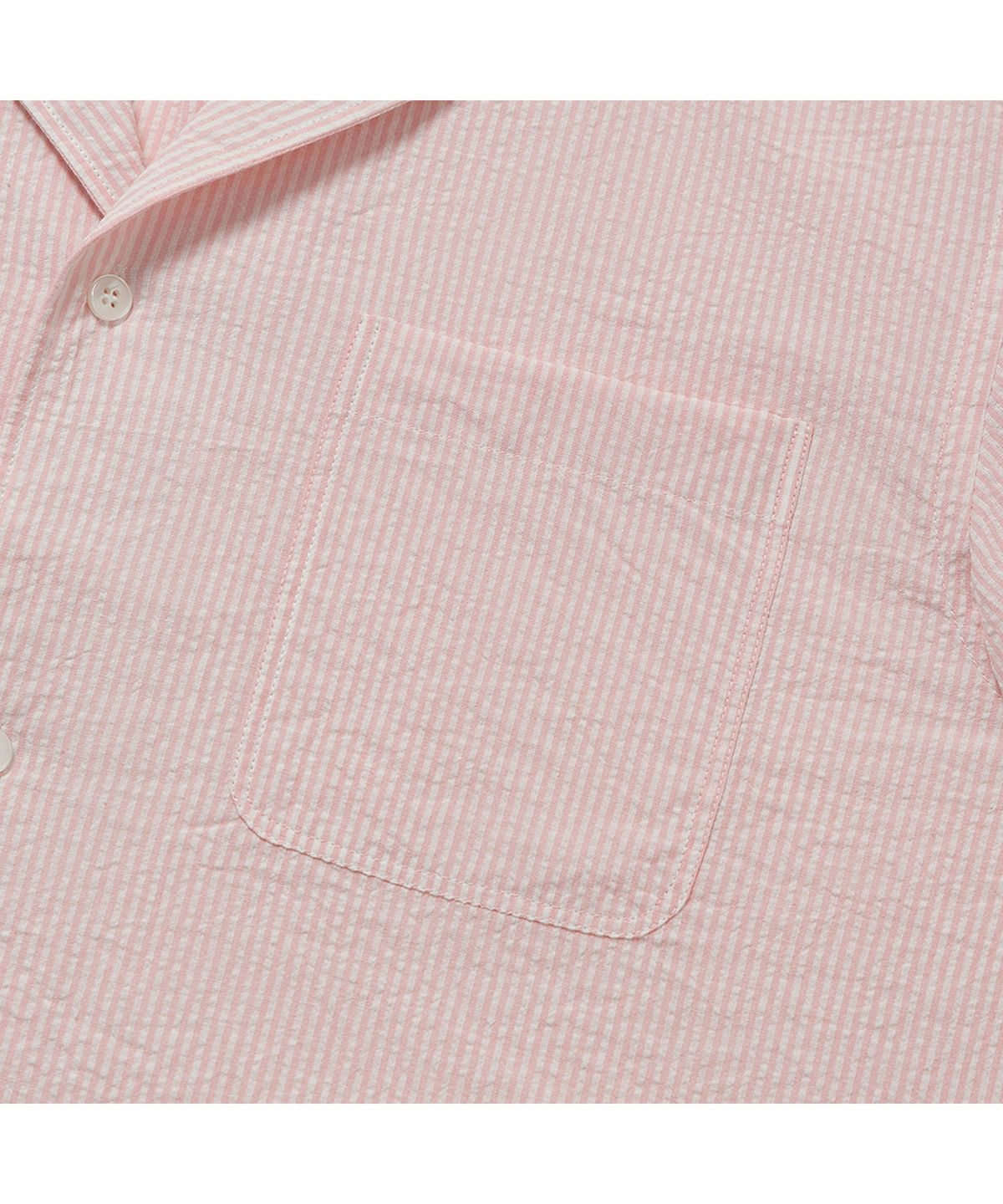 프로드셔츠(PRODESHIRT) [컴포트] 쿠반 오픈카라 카프리 캠프 셔츠 (핑크 스트라이프)