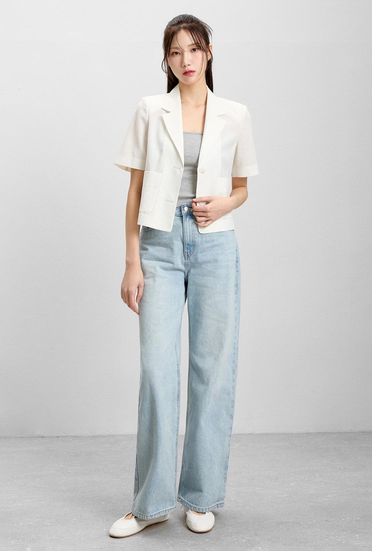 미쏘(MIXXO) 테일러드 크롭 반팔 자켓_MIWJKF51PG