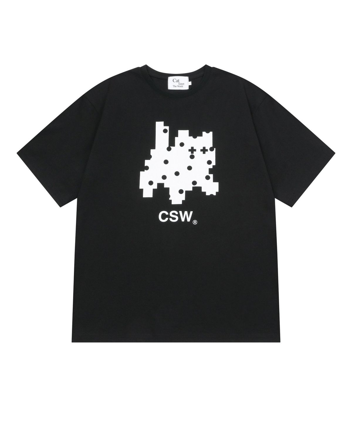 캣세이브더월드(CATSAVETHEWORLD) 도티 도트 픽셀 아트 반팔 티 남녀공용 (2컬러)