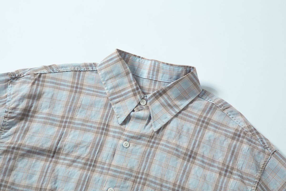 샐러드바구니(SALAD BAGUNI) Soft grid sheer shirt - blue