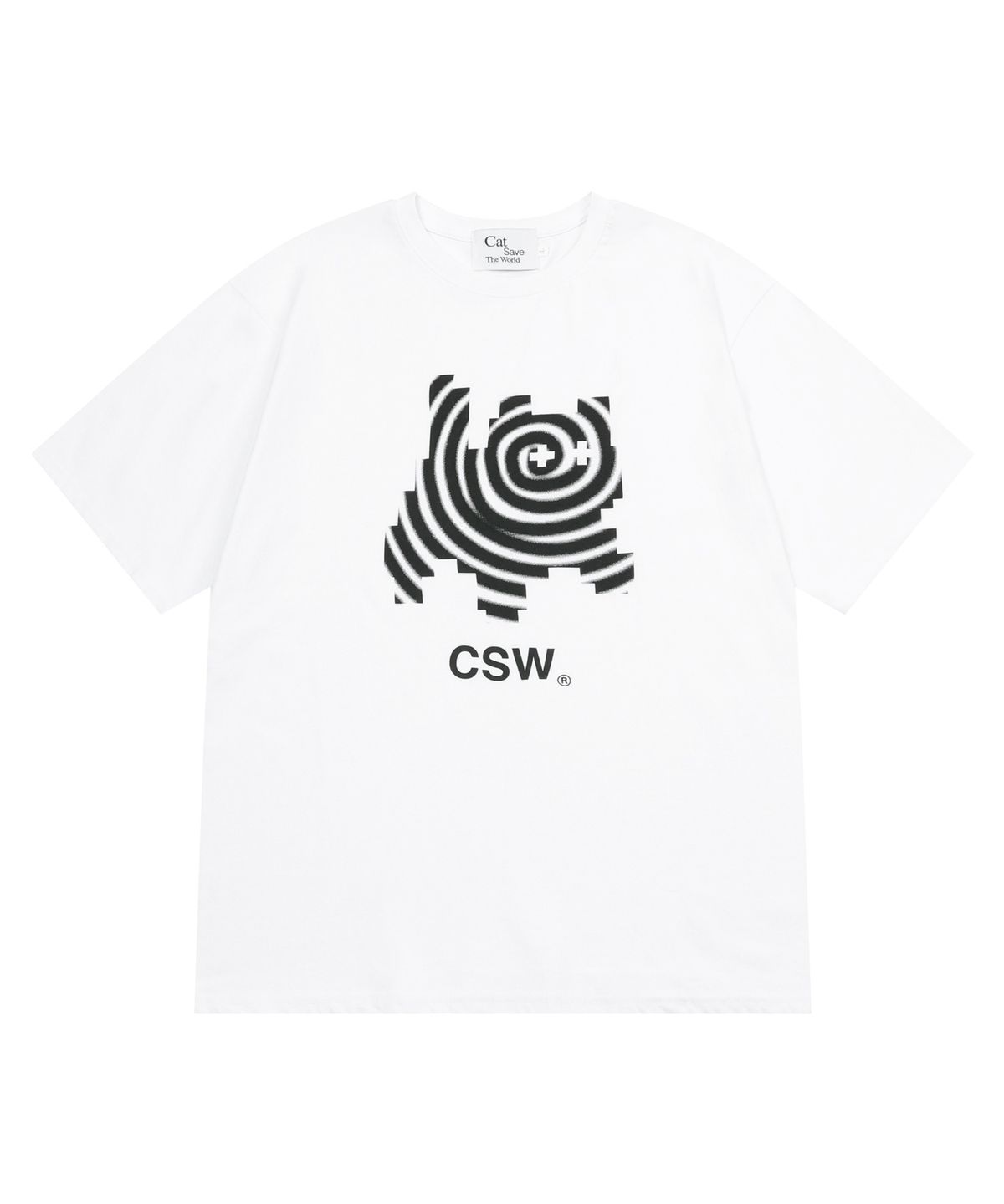 캣세이브더월드(CATSAVETHEWORLD) 트리피 아이즈 아트 로고 반팔 티 남녀공용 (2컬러)