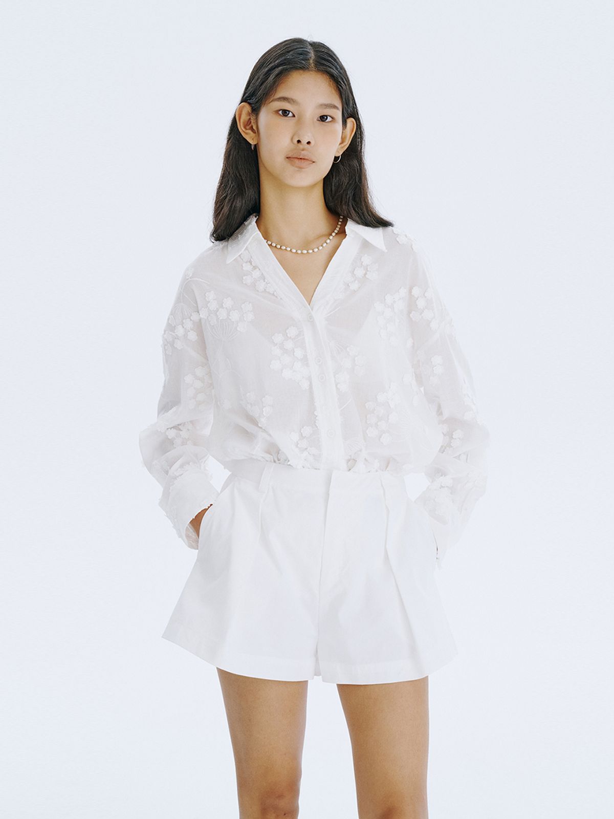 분더캄머(WNDERKAMMER) 25  Tuck Shorts_White