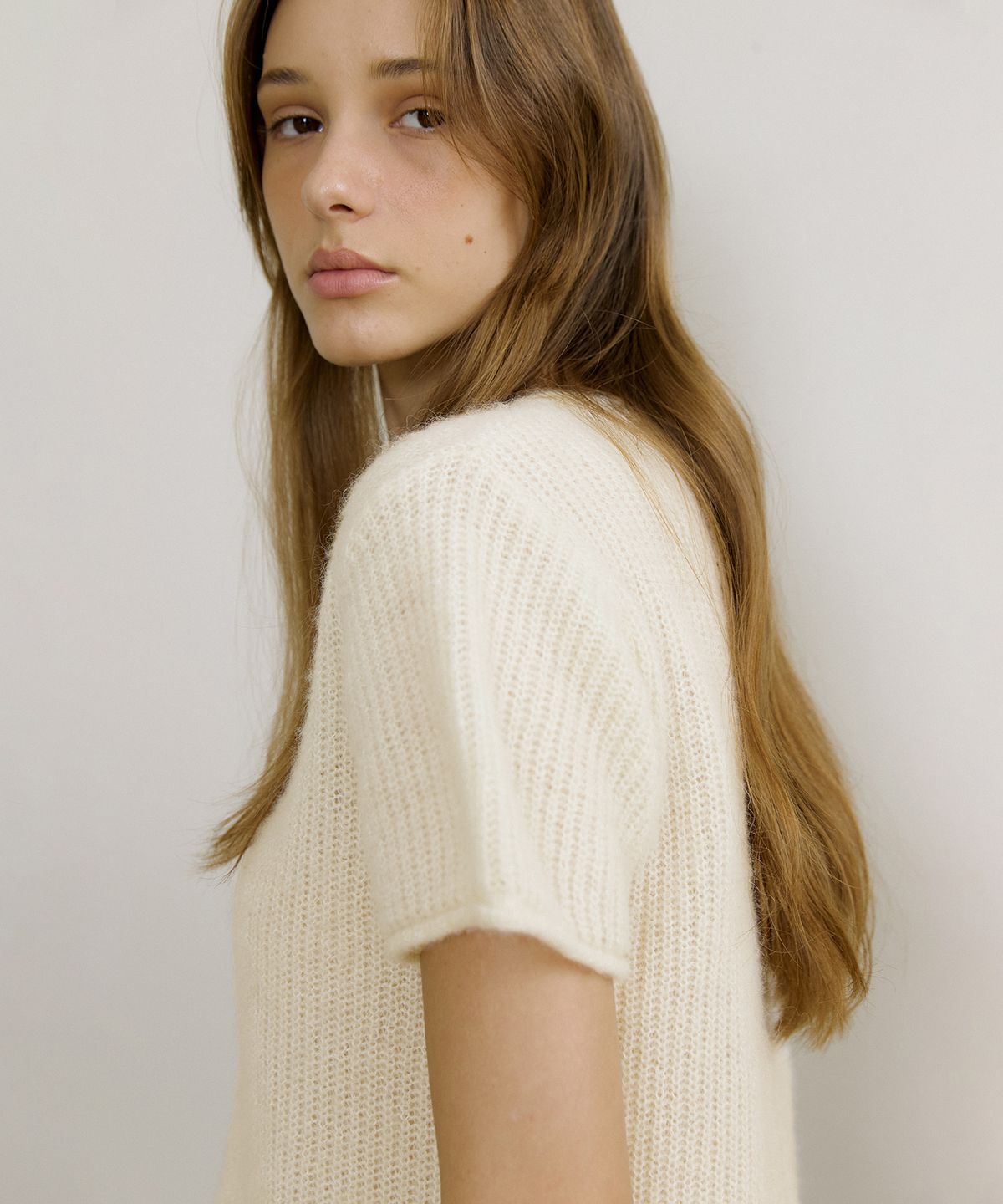 오떼뜨(OCTETTE) RIANO ALPACA HALF SLEEVE KNIT_2COLOR