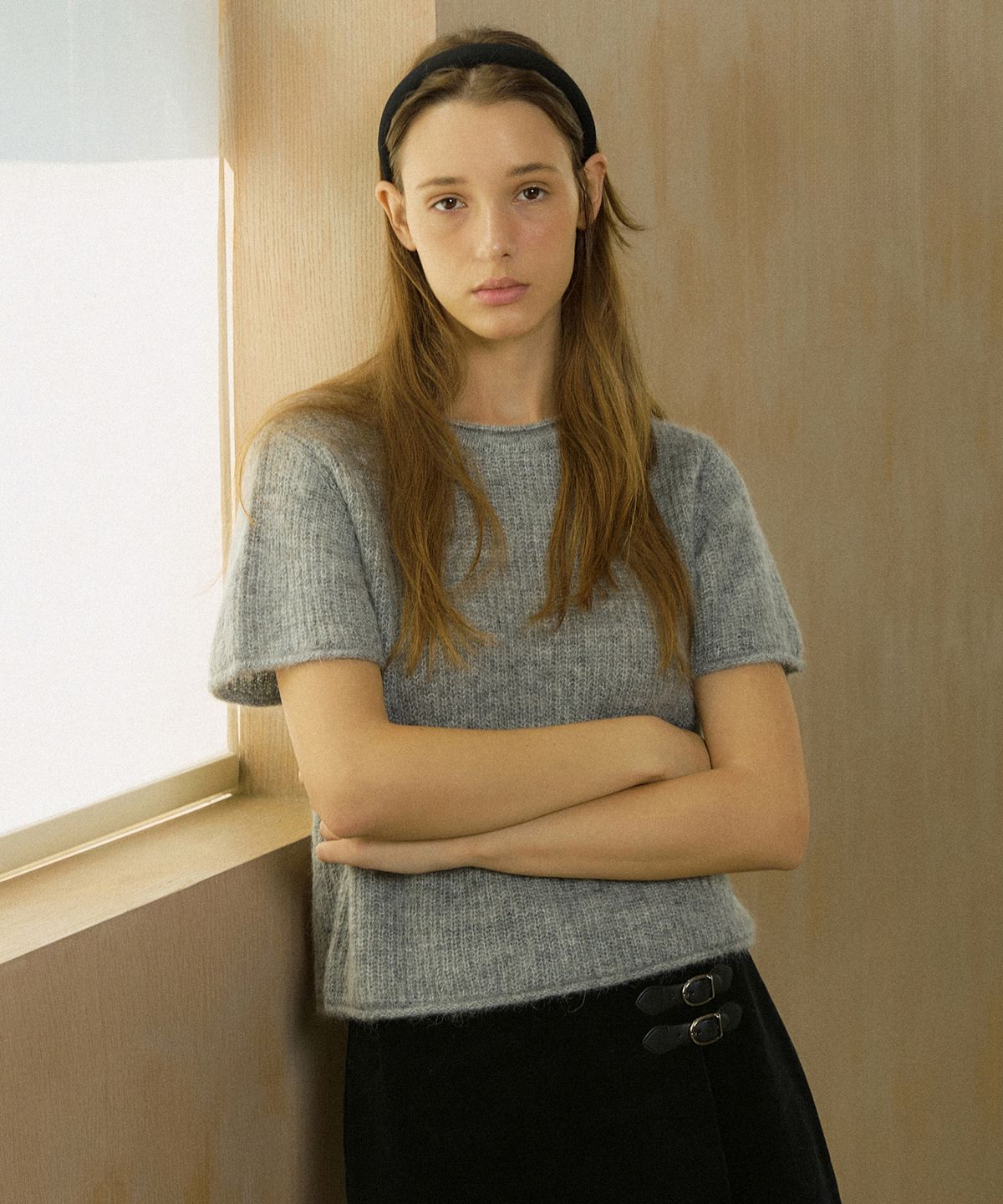 오떼뜨(OCTETTE) RIANO ALPACA HALF SLEEVE KNIT_2COLOR