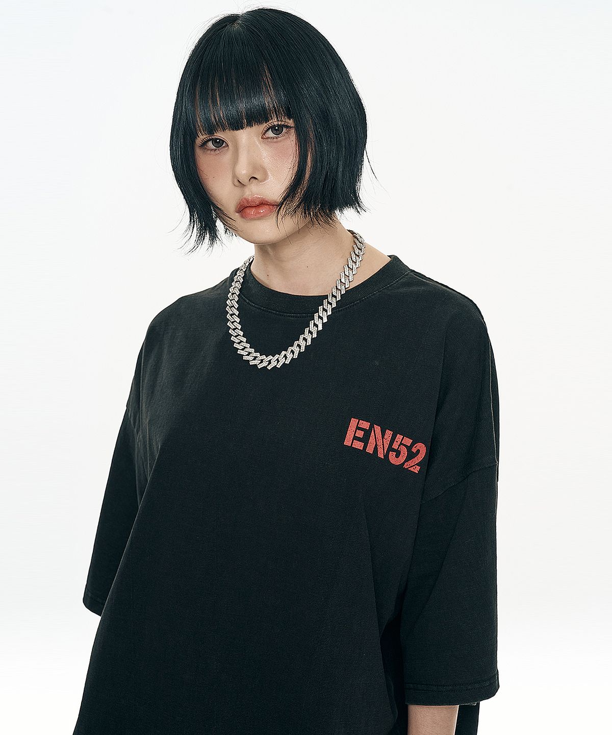 이지노이지(EASY NO EASY) 빈티지 USA 플래그 반팔 - 블랙