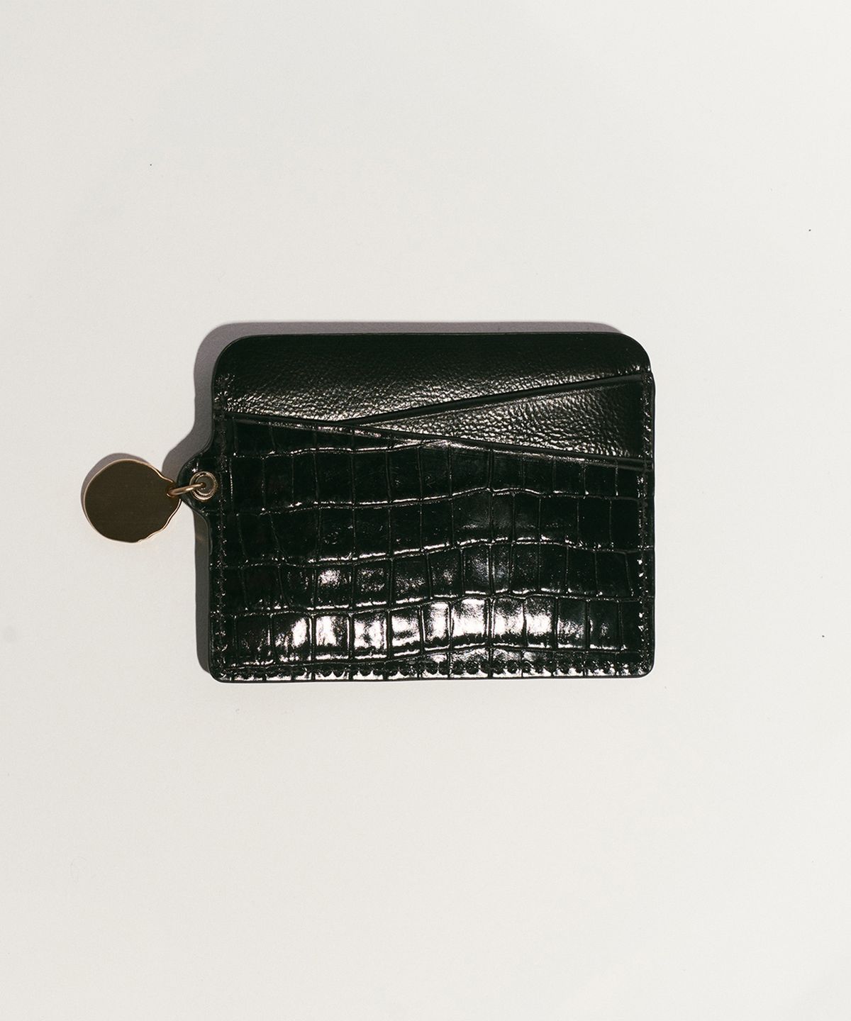 리이(RE RHEE) COWHIDE CROC-EFFECT CARD WALLET