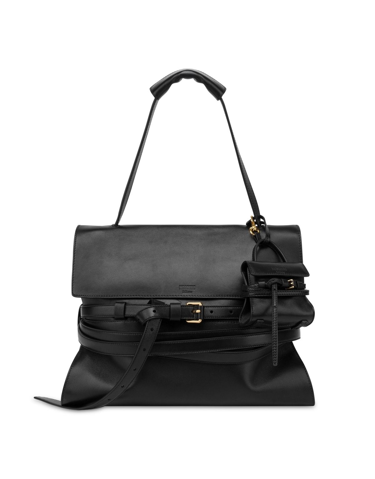 모스키노(MOSCHINO) 타이 미 소프트레더 미니 키링백 BLACK