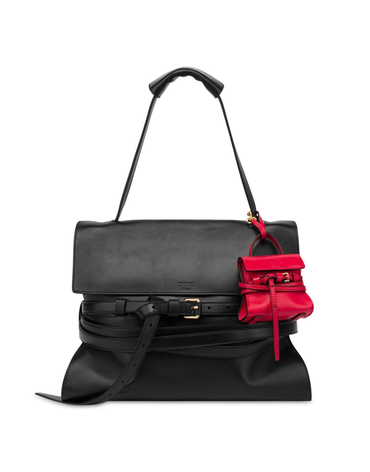 모스키노(MOSCHINO) 타이 미 소프트레더 미니 키링백 RED