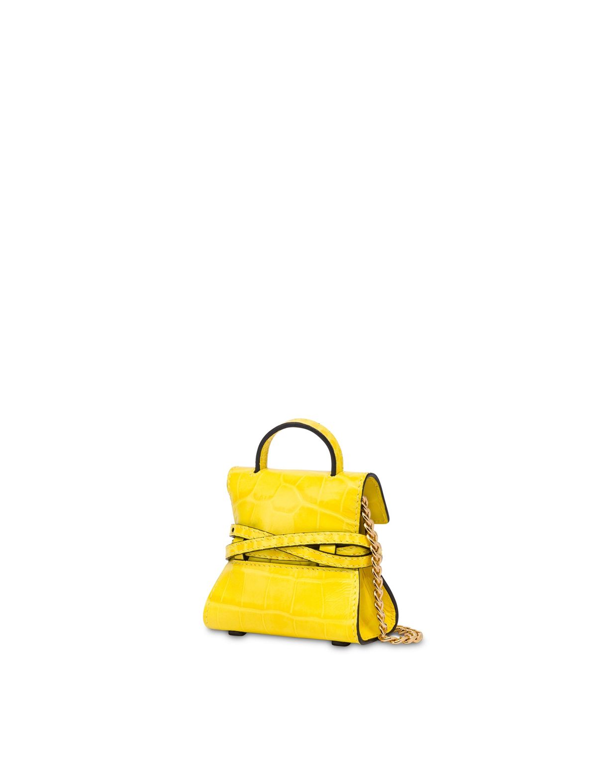 모스키노(MOSCHINO) 타이 미 프린티드크로코 미니 키링백 YELLOW