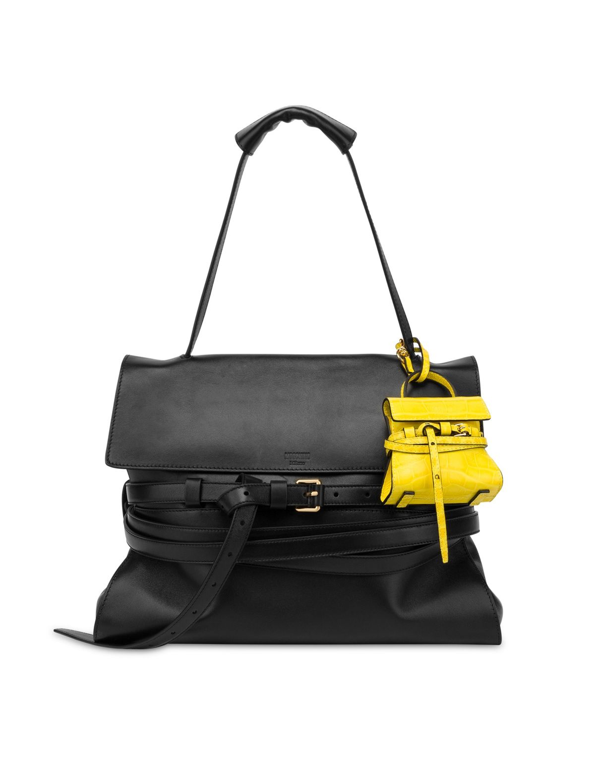 모스키노(MOSCHINO) 타이 미 프린티드크로코 미니 키링백 YELLOW