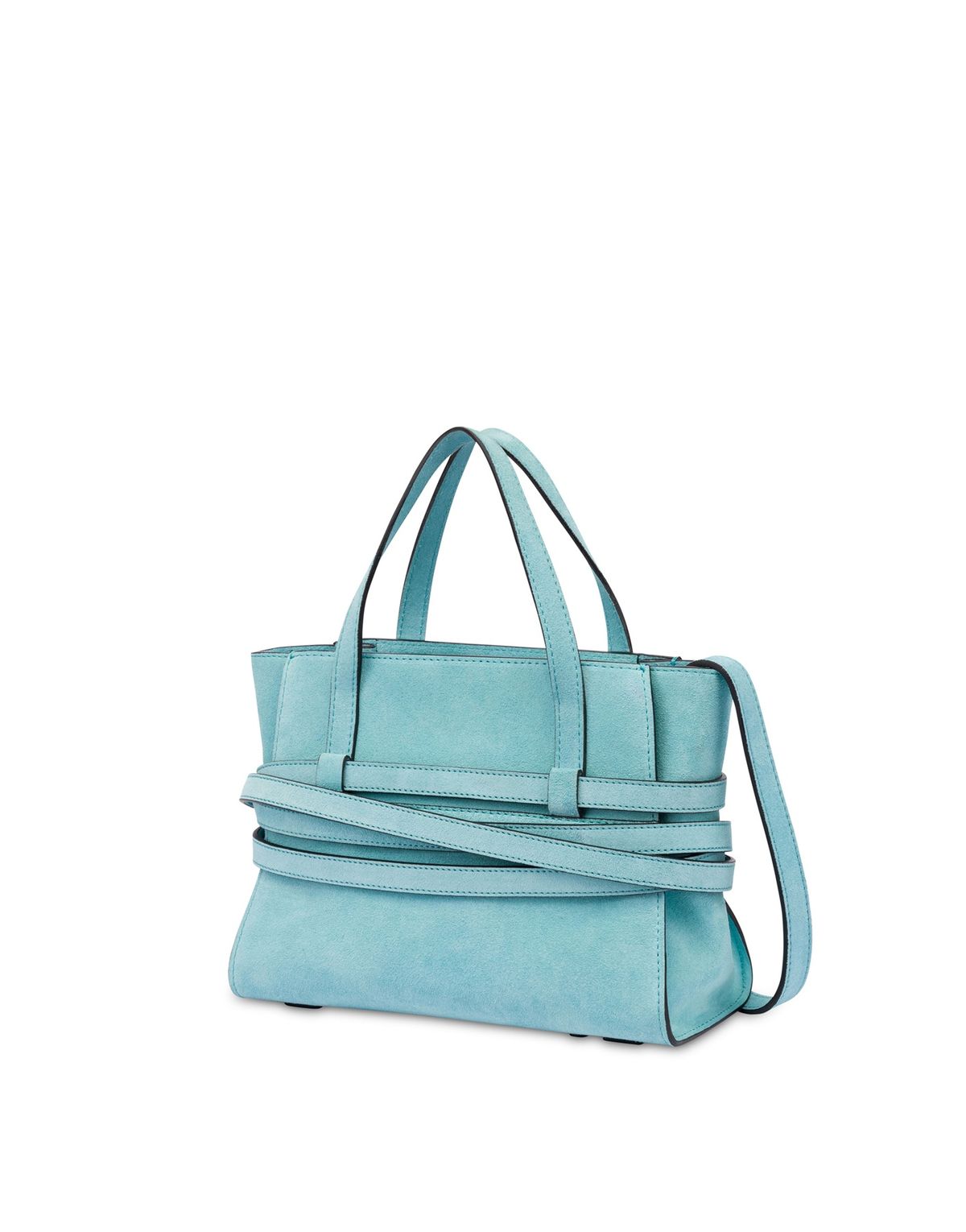 모스키노(MOSCHINO) 타이 미 카우 스웨이드 스몰 쇼핑백 SKY BLUE