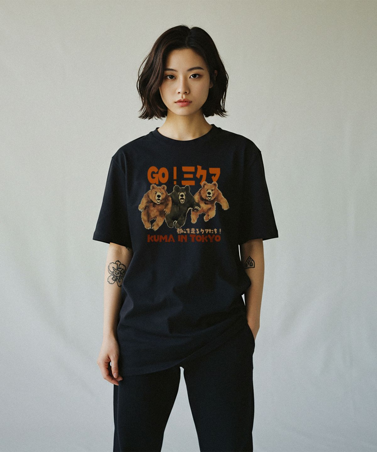 드리프트아웃(DRIFTOUT) 고 쓰리 쿠마 인 도쿄 반팔 티셔츠 (3color)