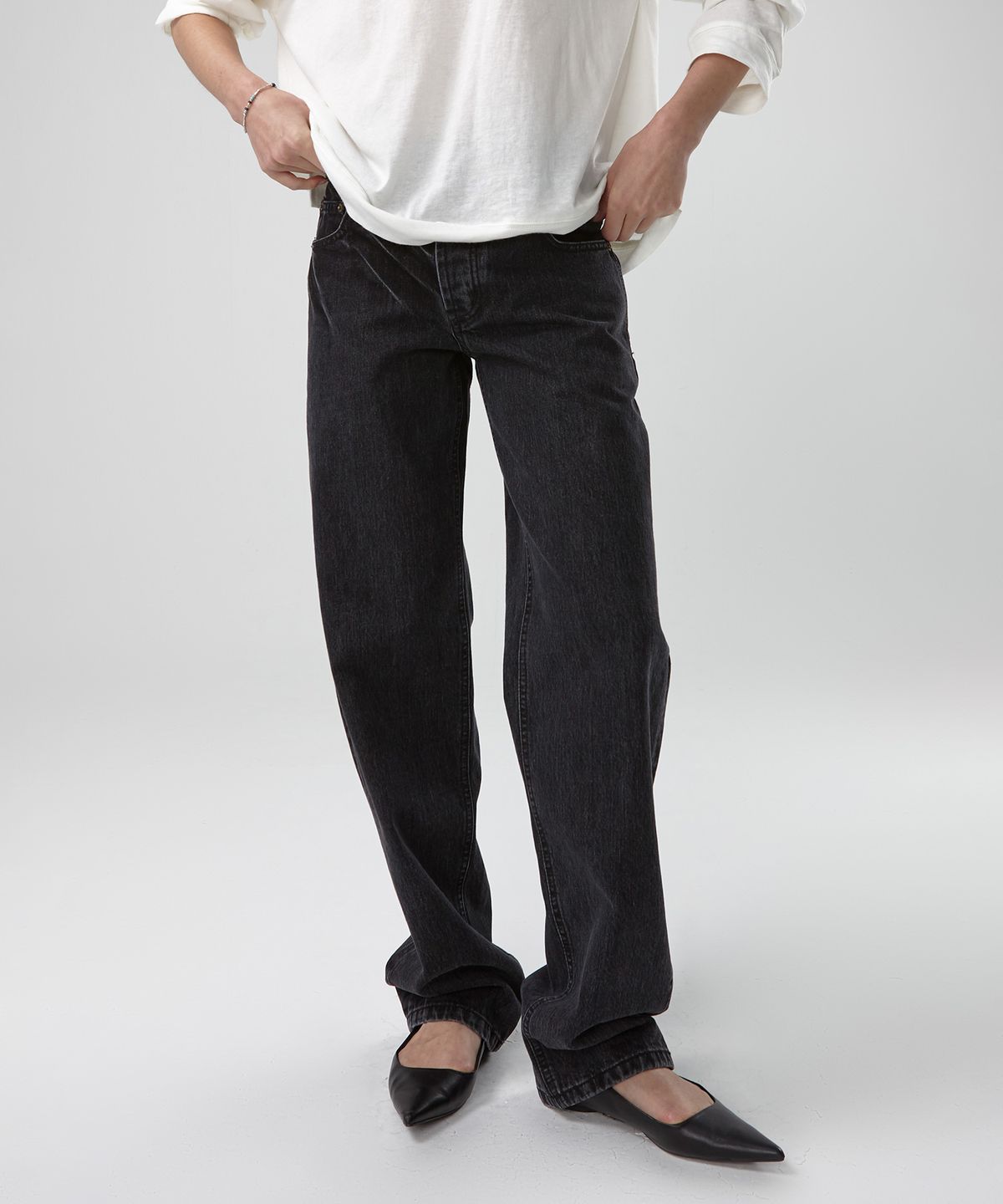이안조(EAN JO) VINTAGE WASHED 90S STRAIGHT DENIM (BLACK)