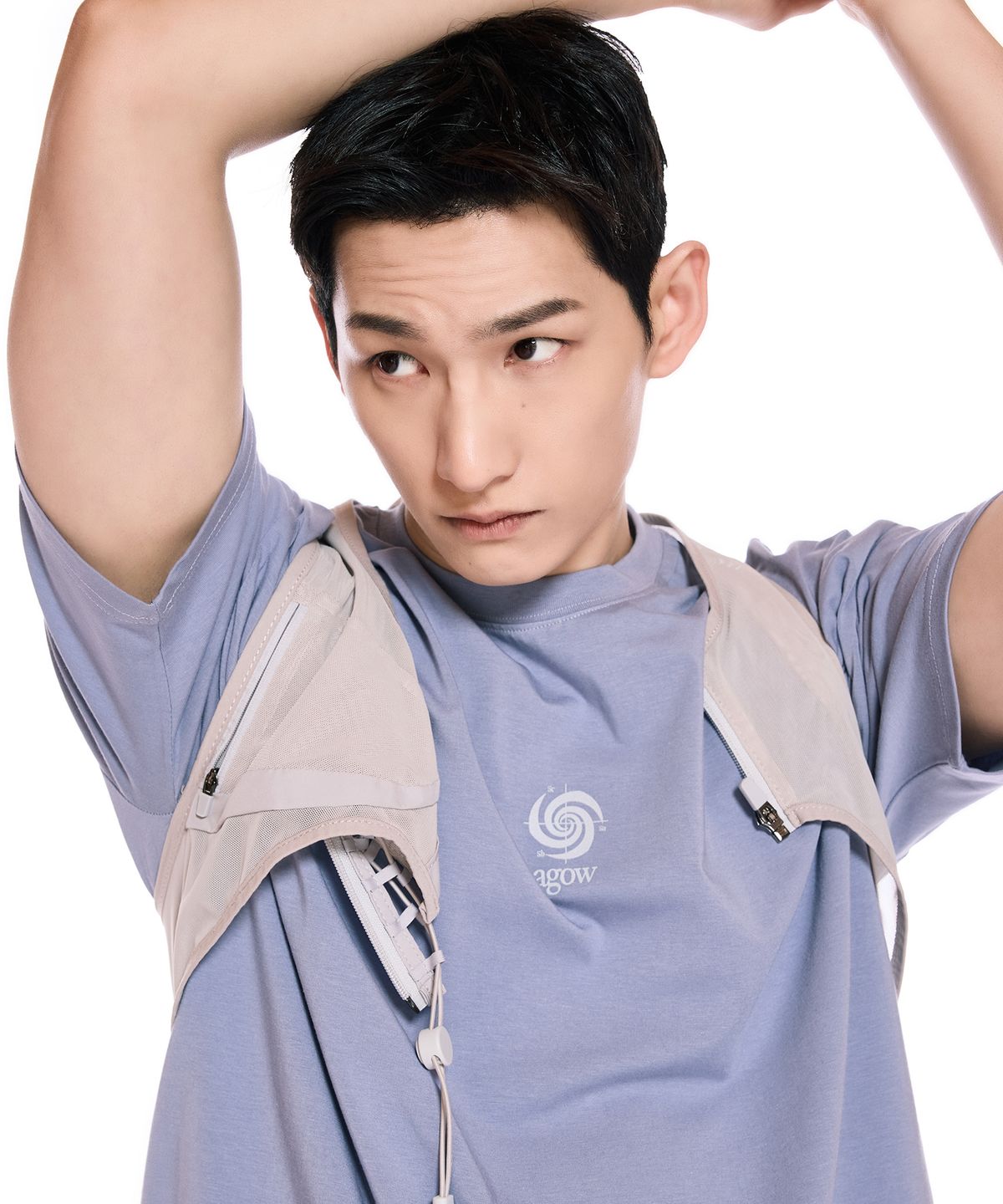 어고우(AGOW) 글로우모션 티셔츠 애쉬 블루