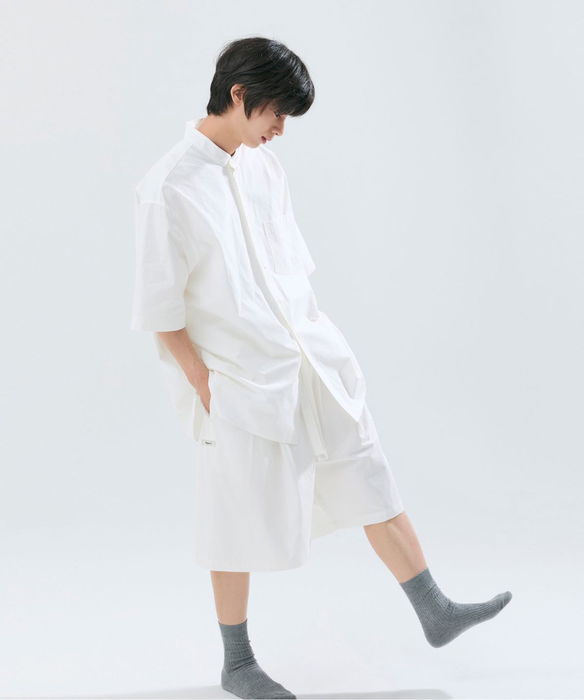 슬리피캣(SLEEPYCAT) (uni) Lazed over short sleeve cotton white