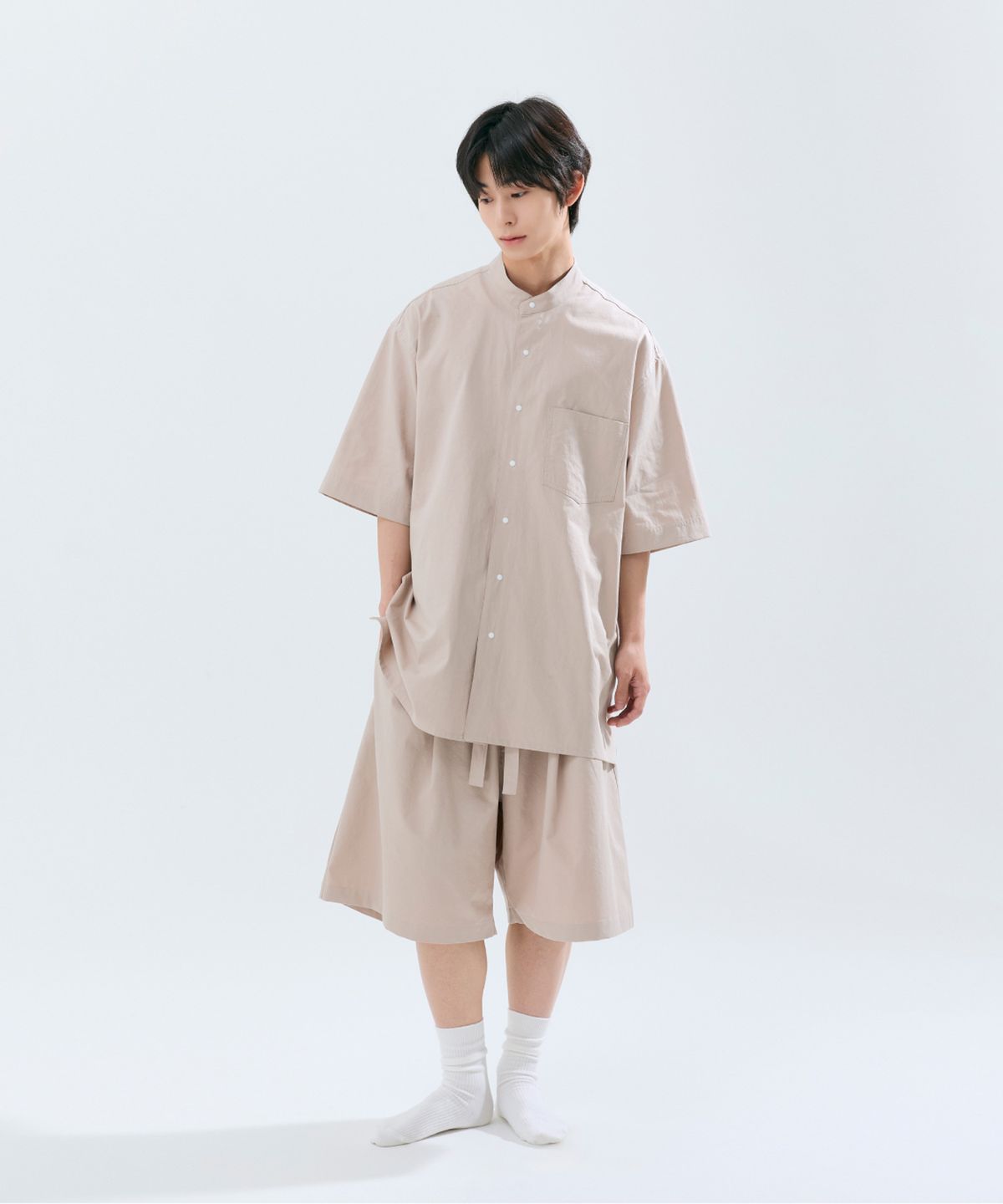 슬리피캣(SLEEPYCAT) (uni) Lazed over short sleeve cotton g.beige
