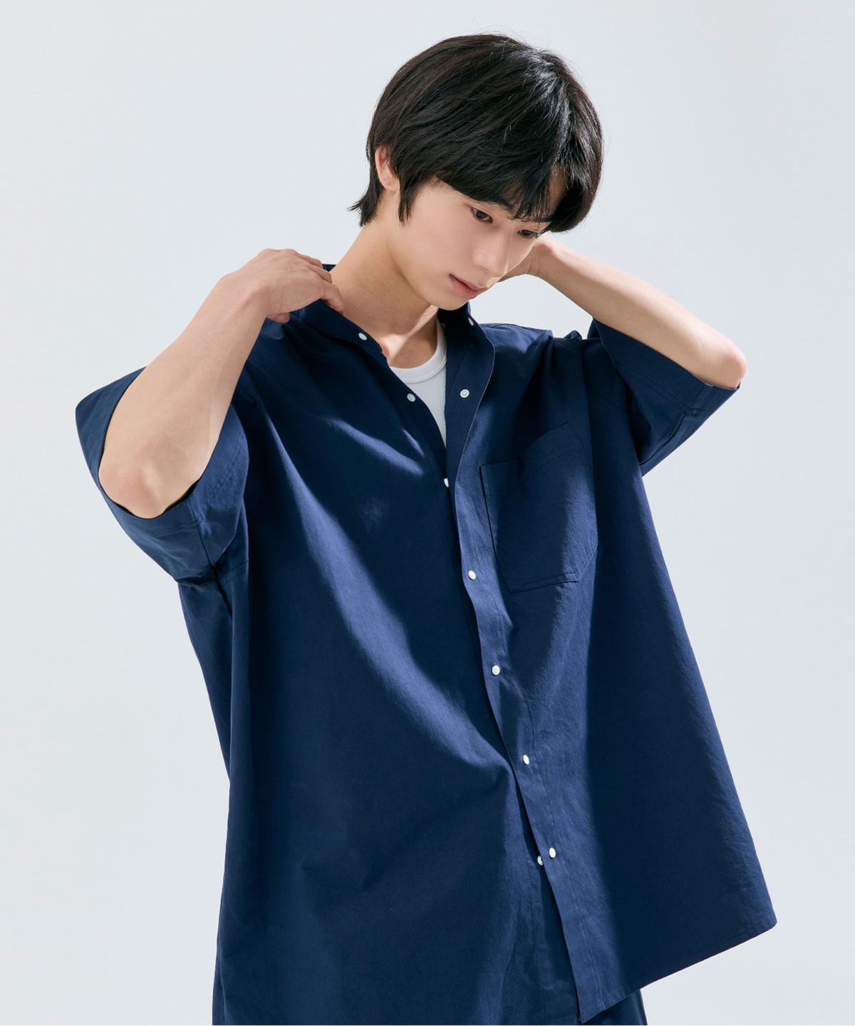 슬리피캣(SLEEPYCAT) (uni) Lazed over short sleeve cotton navy