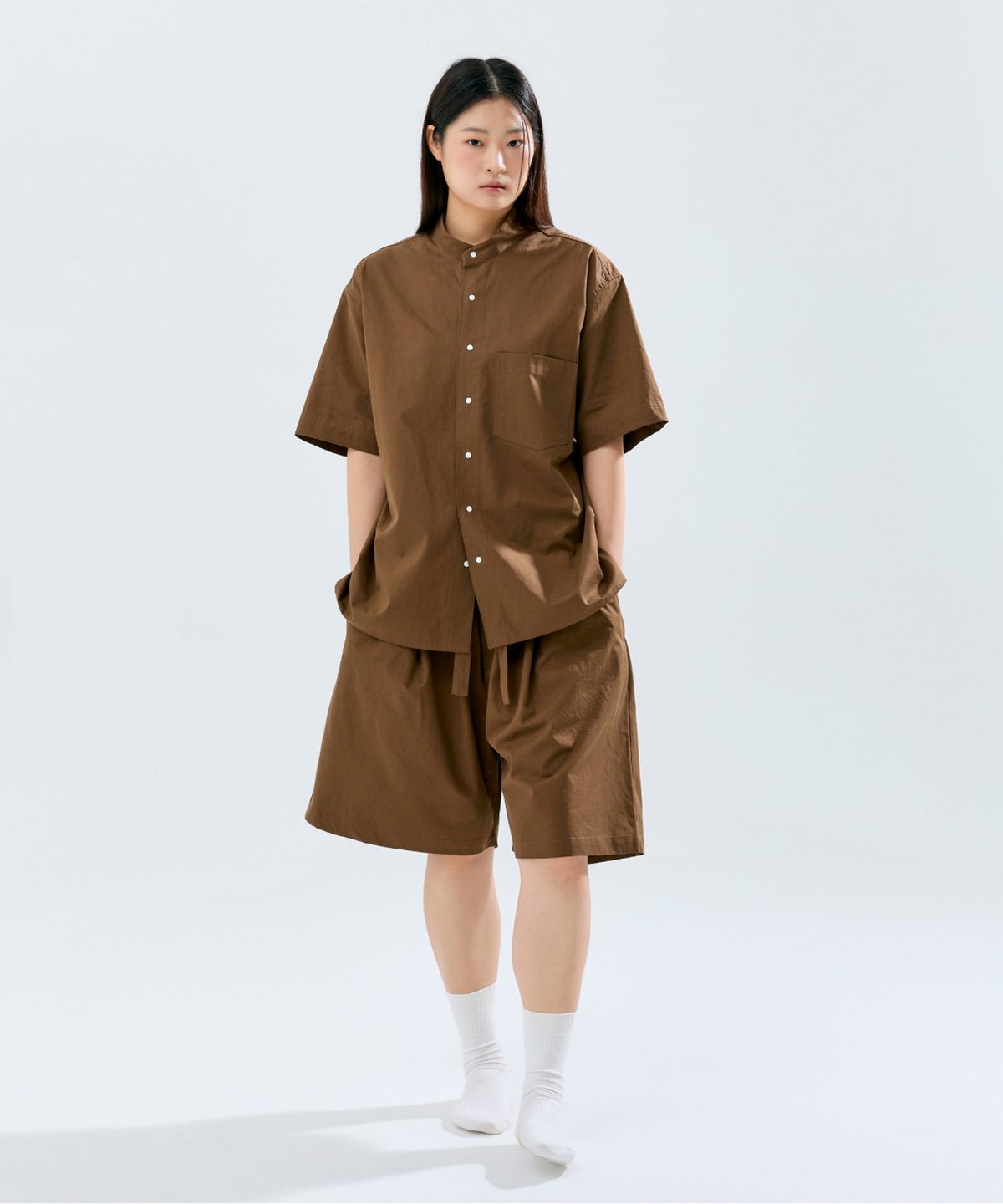 슬리피캣(SLEEPYCAT) (uni) Lazed over short sleeve cotton brown