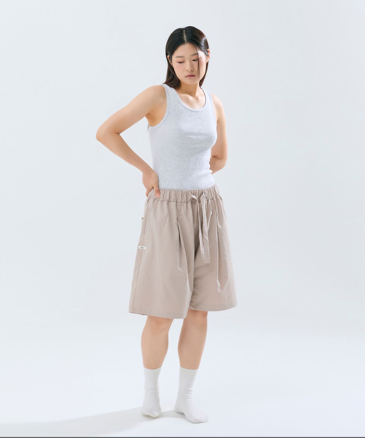 슬리피캣(SLEEPYCAT) (uni) Lazed short pants cotton g.beige