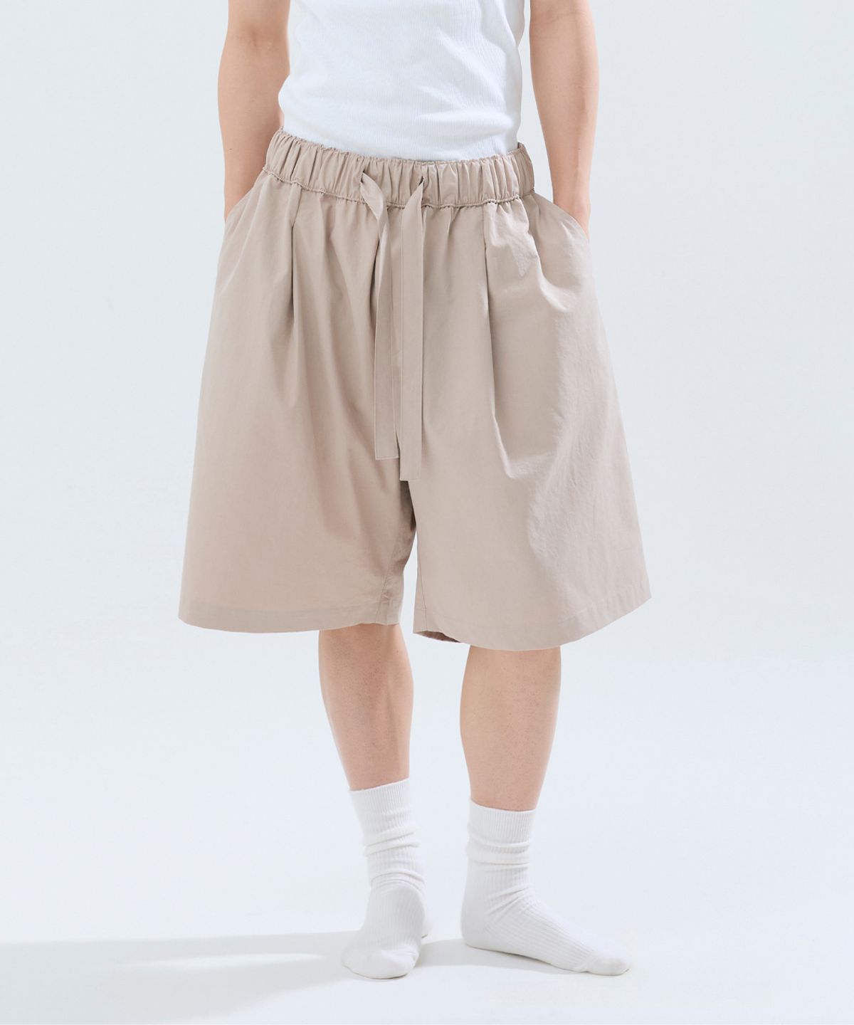 슬리피캣(SLEEPYCAT) (uni) Lazed short pants cotton g.beige