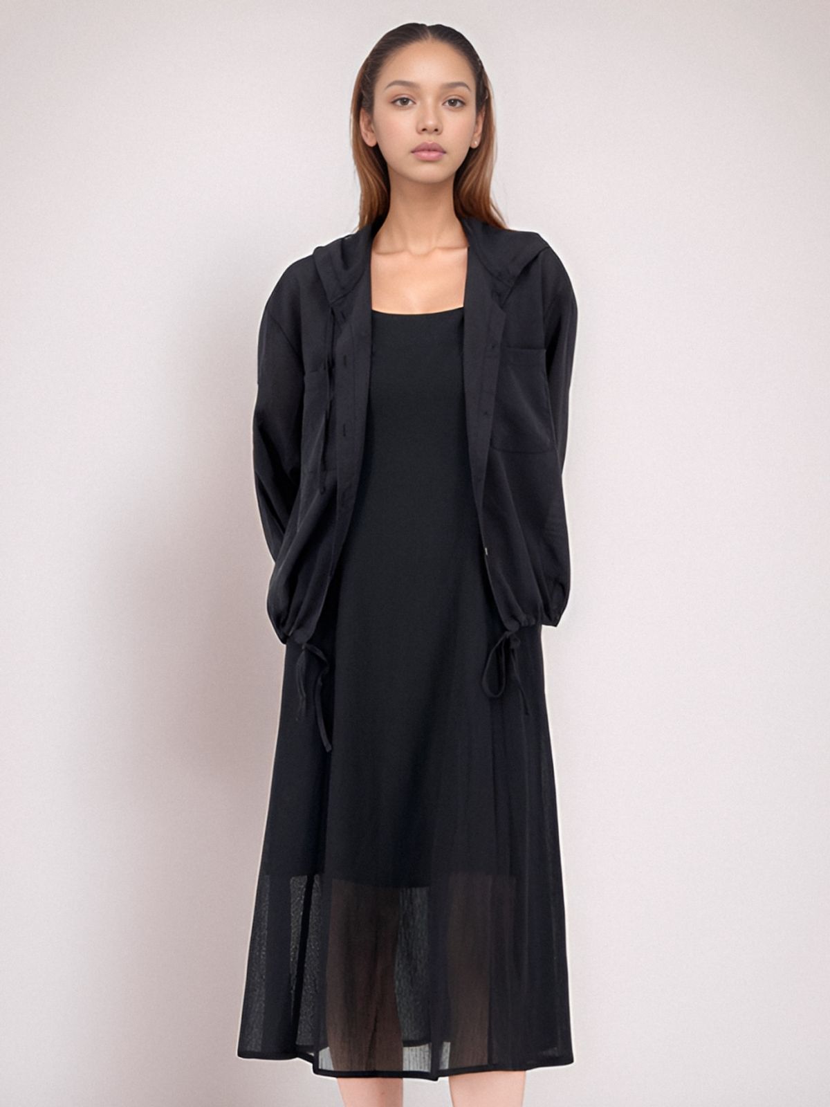 아쿠드(ACUD) Sleeveless Sheer Dress _Black