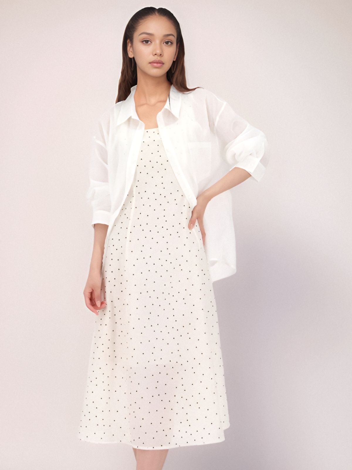 아쿠드(ACUD) Sleeveless Dot Dress _Ivory
