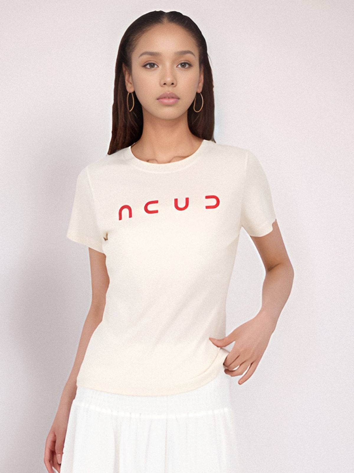 아쿠드(ACUD) Half Sleeve Logo T-shirt _Beige
