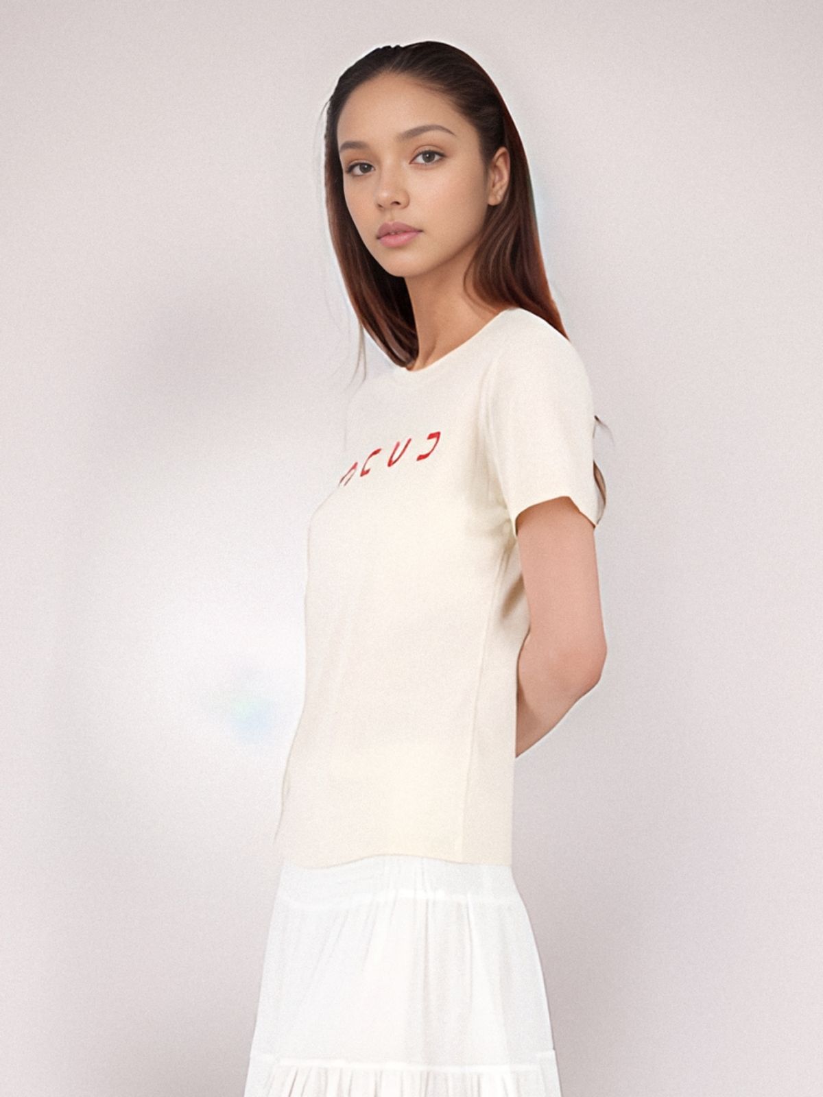아쿠드(ACUD) Half Sleeve Logo T-shirt _Beige
