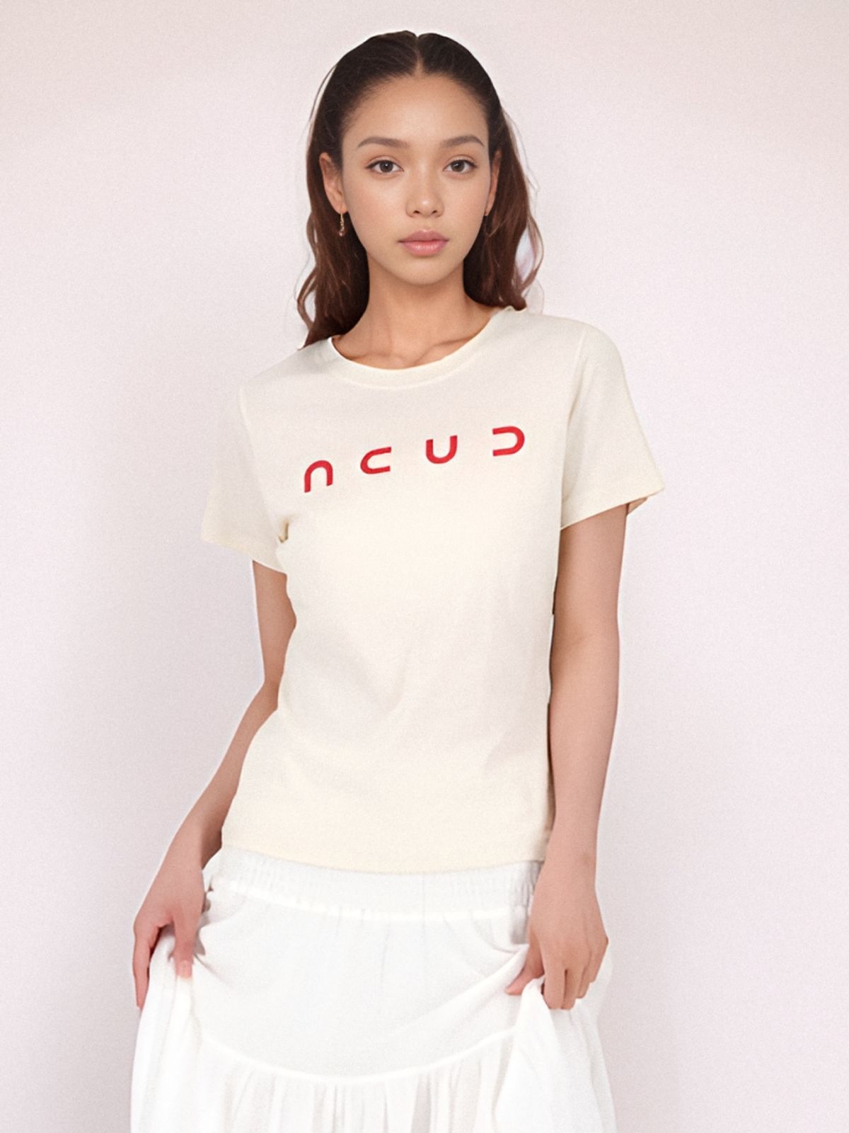 아쿠드(ACUD) Half Sleeve Logo T-shirt _Beige