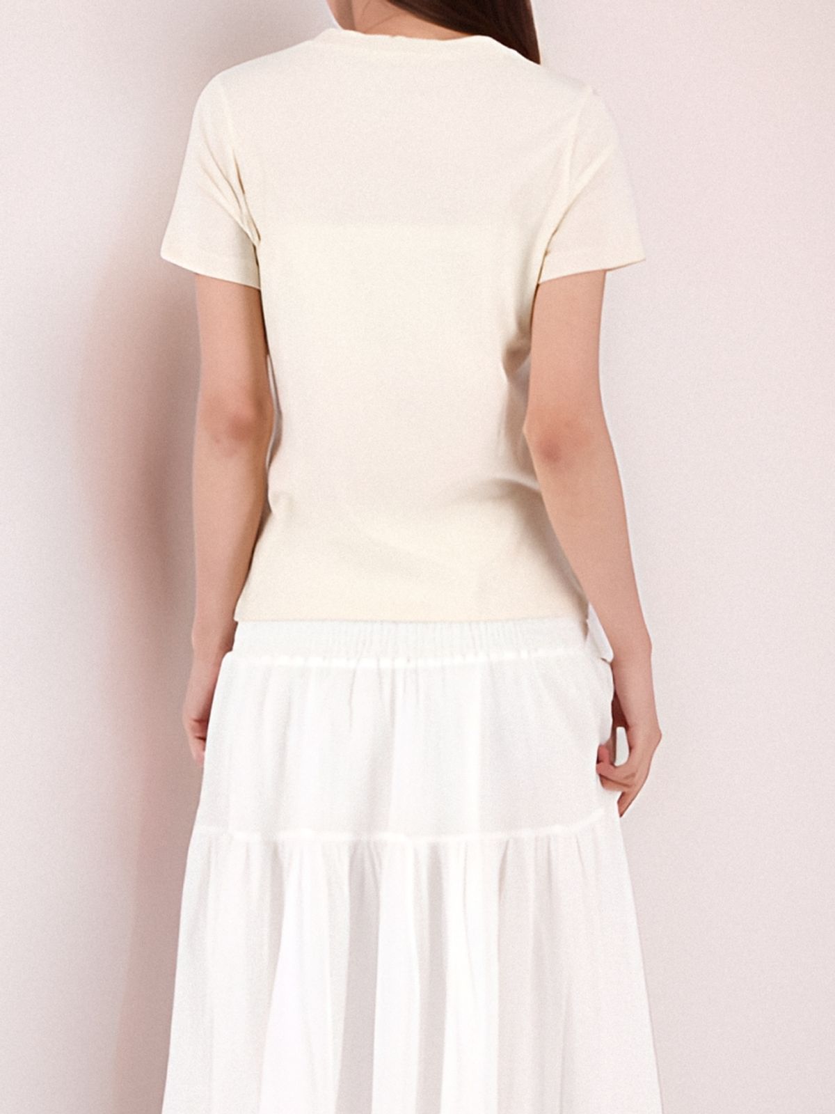 아쿠드(ACUD) Half Sleeve Logo T-shirt _Beige
