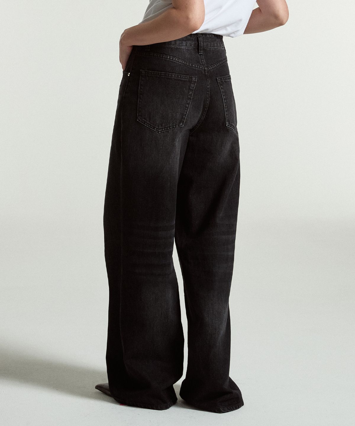 페이헤이(FEIHEI) Stack wide denim pants (Black)