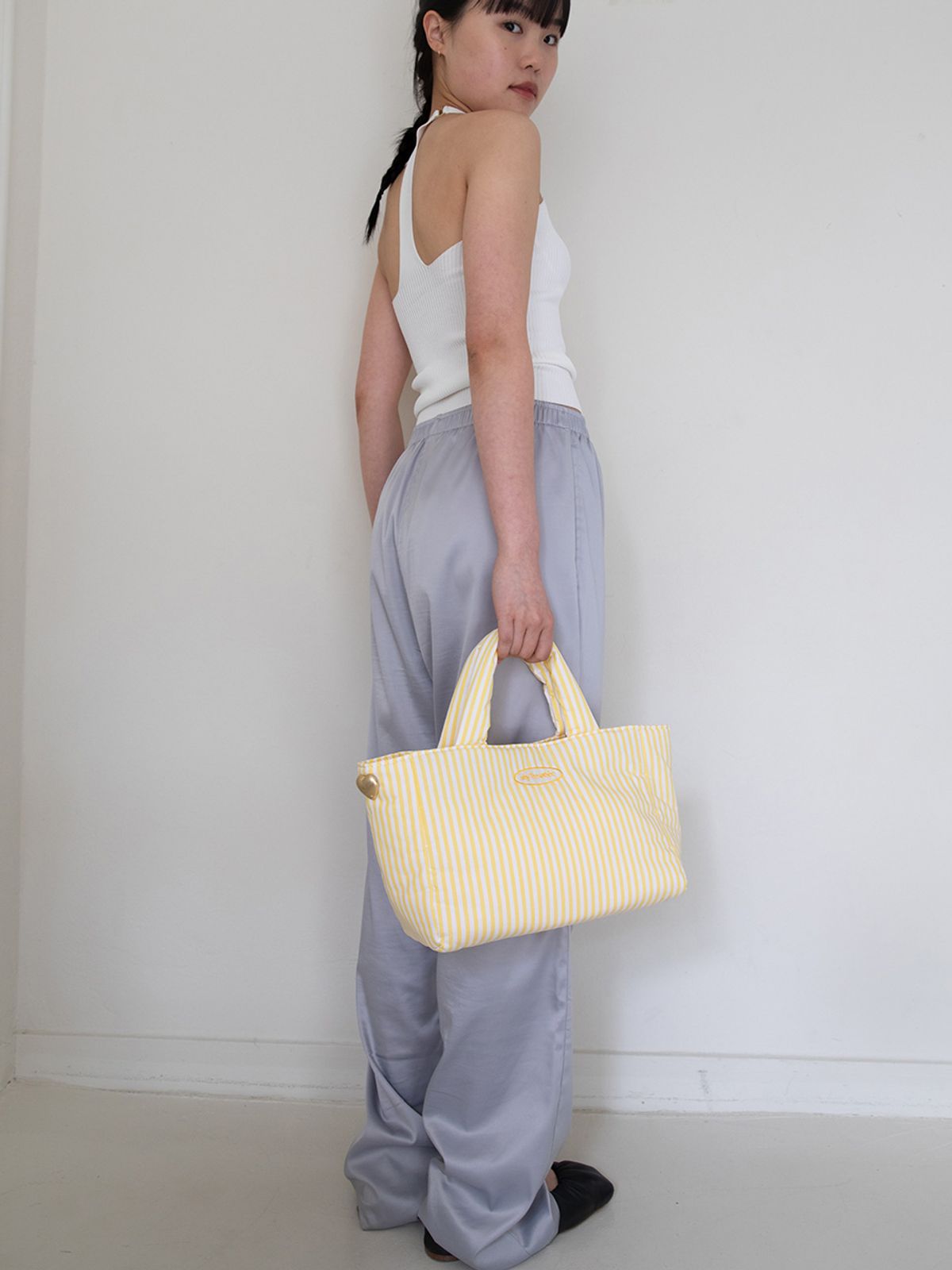 샤이티모시(SHYTIMOTHEE) stripe padded bag _yellow
