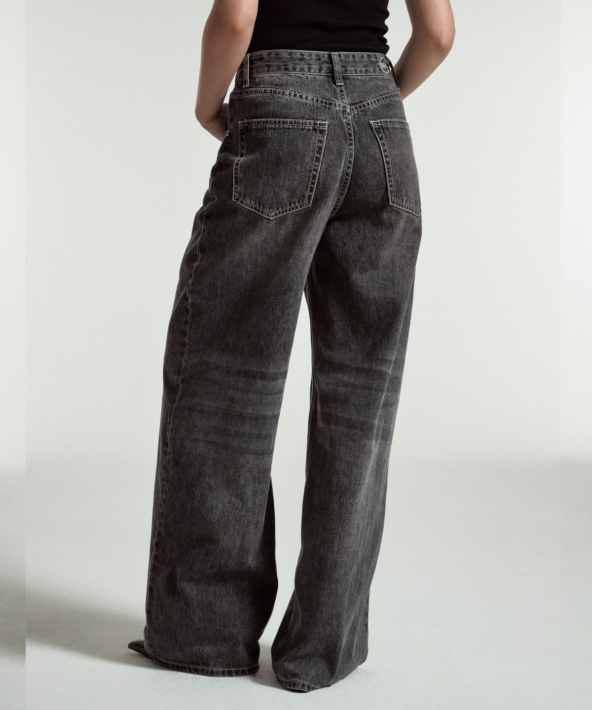 페이헤이(FEIHEI) Stack wide denim pants (Grey)