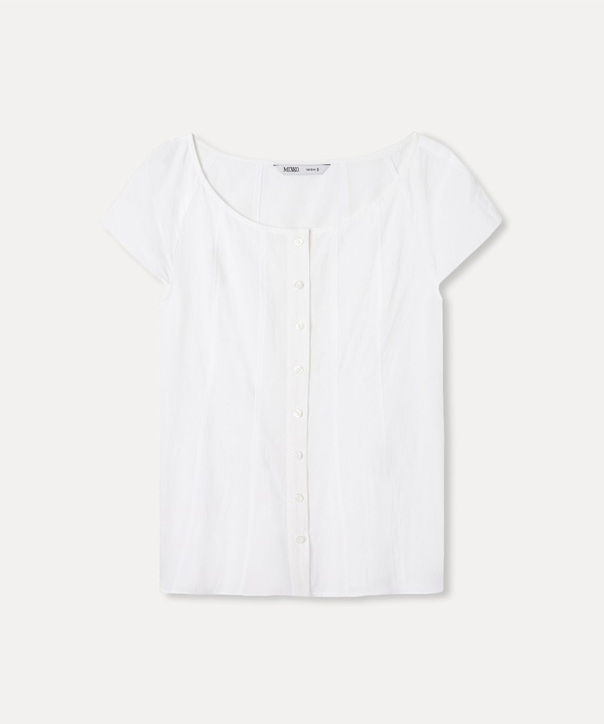 미쏘(MIXXO) 라운드넥 절개 블라우스_MIWBWF719G