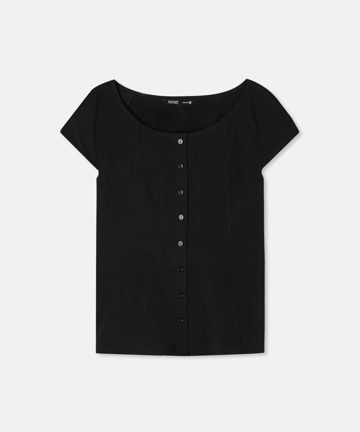 미쏘(MIXXO) 라운드넥 절개 블라우스_MIWBWF719G