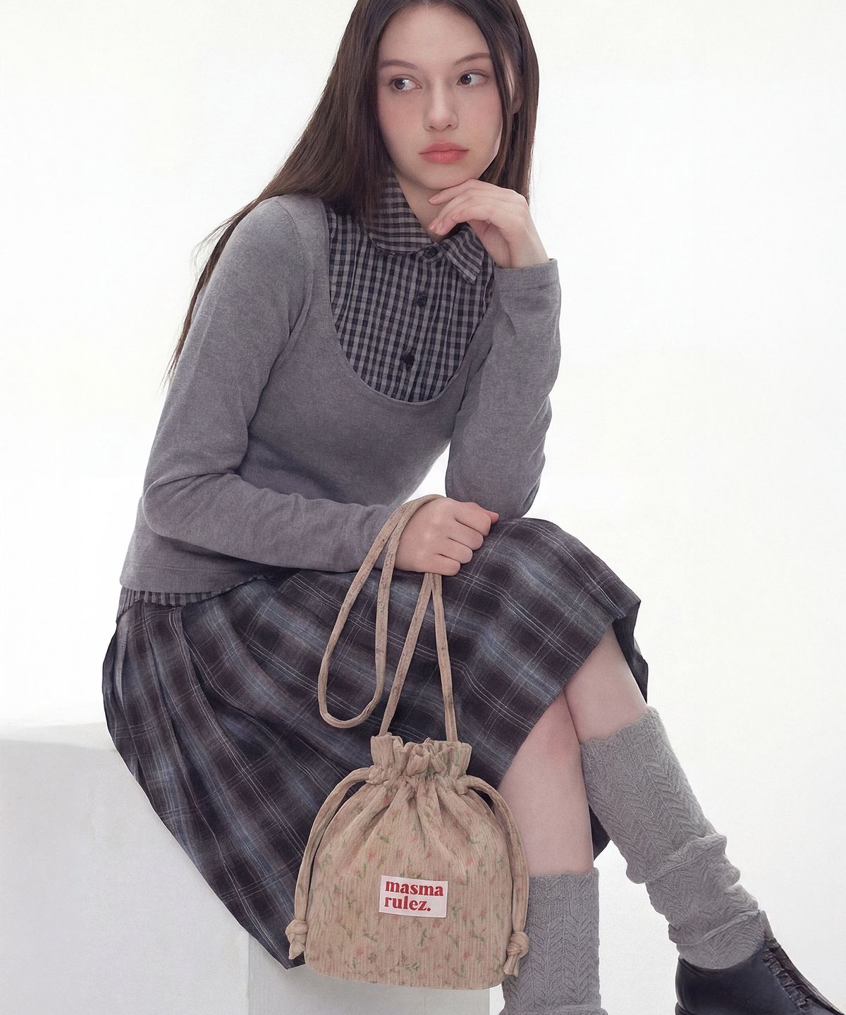 마스마룰즈(MASMARULEZ) String cross bag_Pink flower