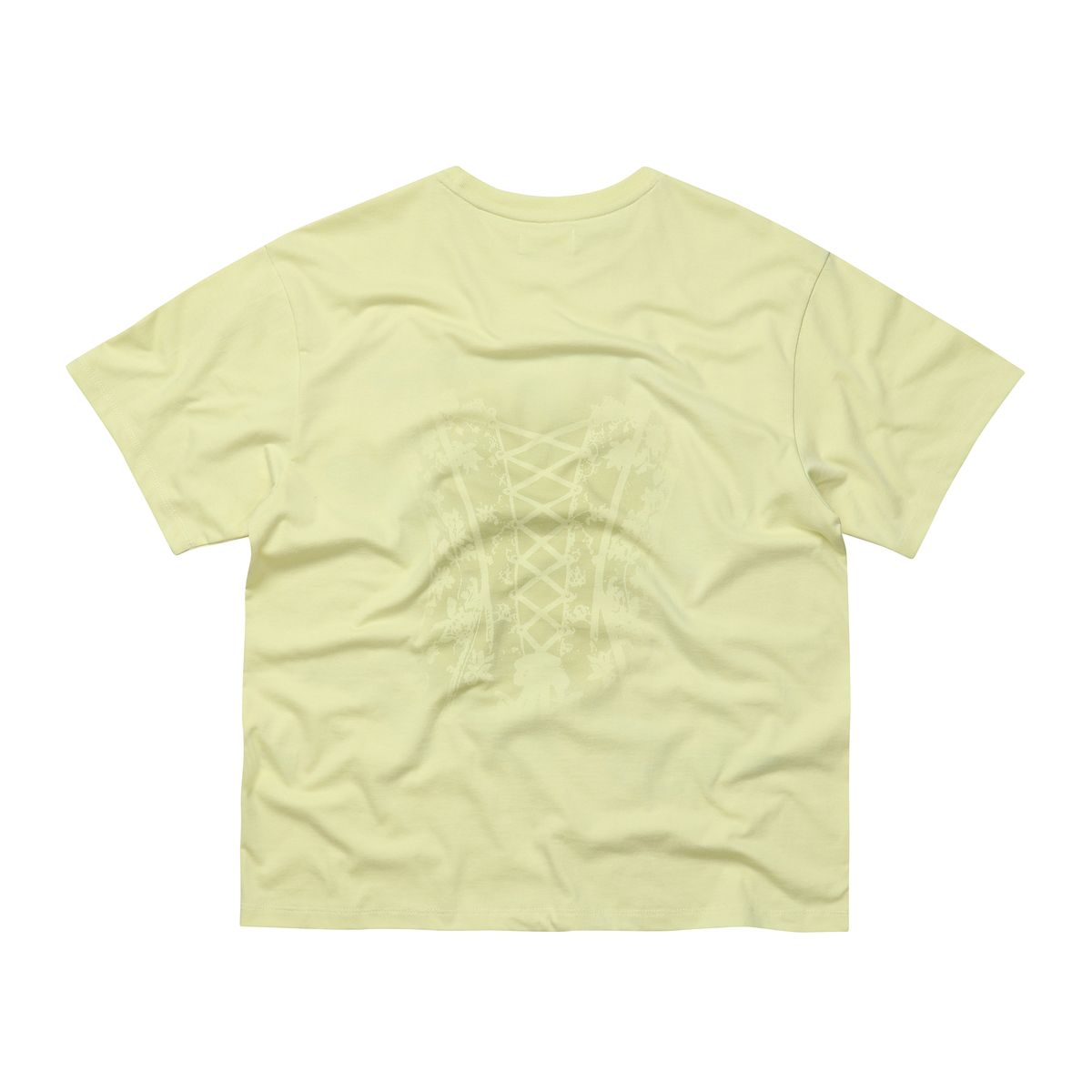 이이이알알알(EEERRR) Big Pearl Logo Corset Printing T-shirt (Light yellow)