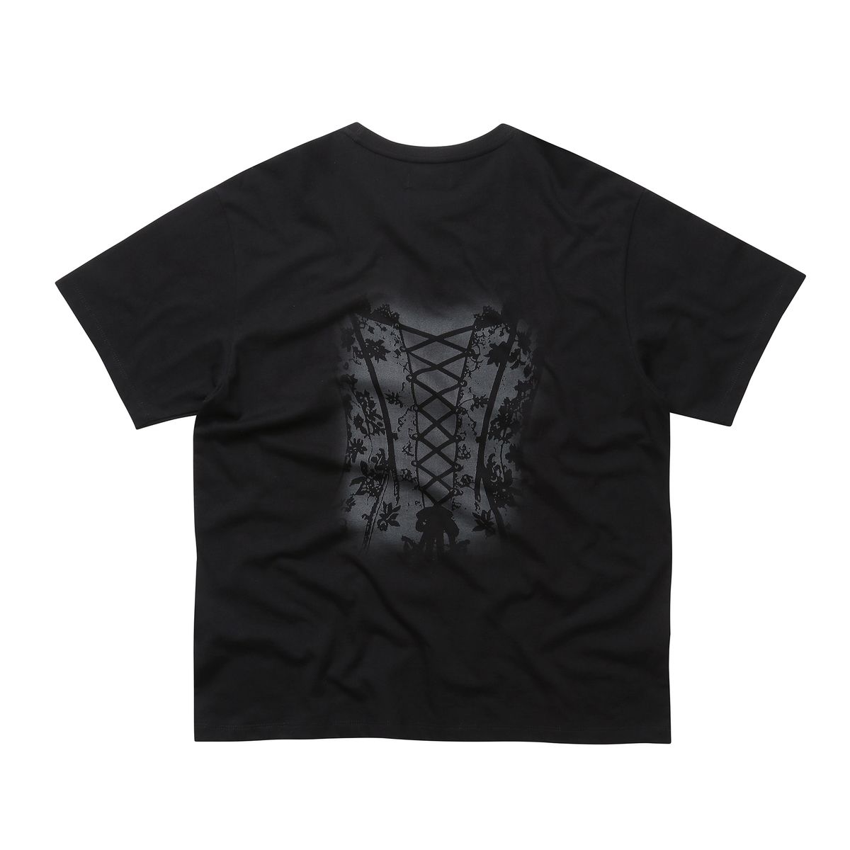 이이이알알알(EEERRR) Big Pearl Logo Corset Printing T-shirt (Black)