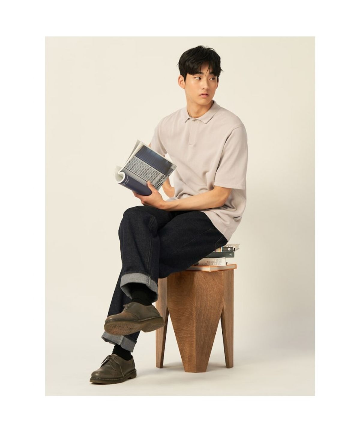 빈폴 멘(BEANPOLE MEN) 젠틀 테크 칼라넥 니트 - 베이지