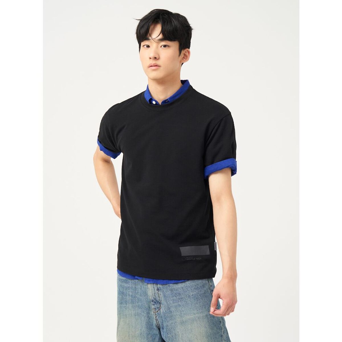 빈폴 멘(BEANPOLE MEN) 젠틀테크 레터링 그래픽 반소매 티셔츠  블랙