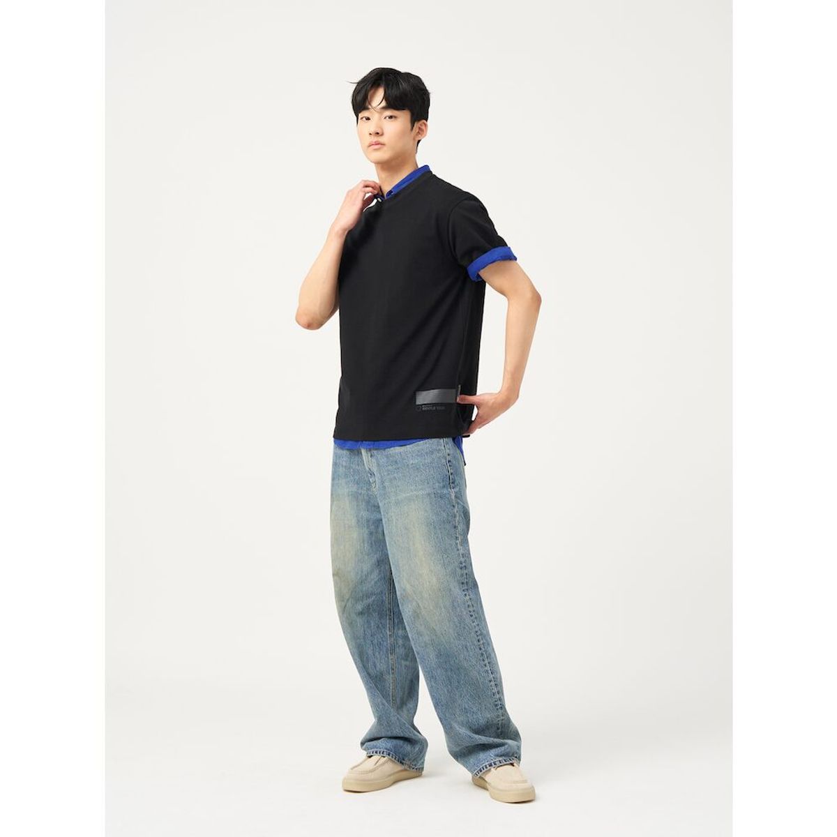 빈폴 멘(BEANPOLE MEN) 젠틀테크 레터링 그래픽 반소매 티셔츠  블랙