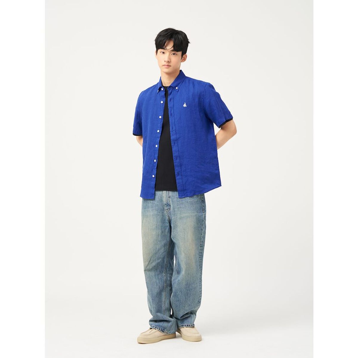 빈폴 멘(BEANPOLE MEN) 젠틀테크 레터링 그래픽 반소매 티셔츠  블랙