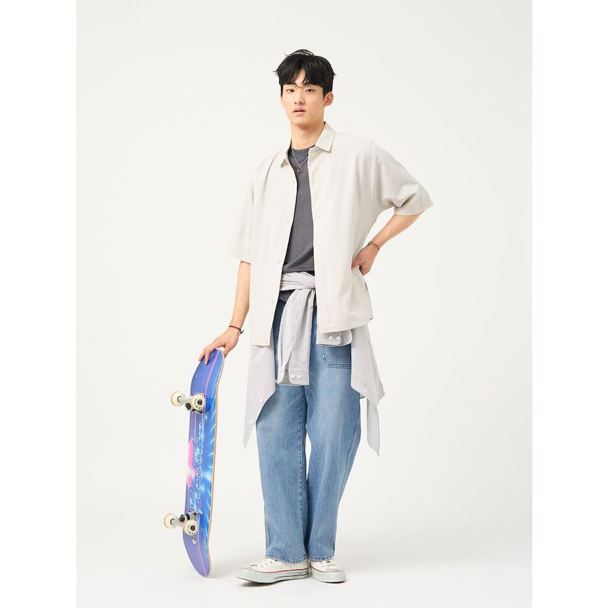빈폴 멘(BEANPOLE MEN) 젠틀테크 솔리드 반소매 셔츠  아이보리